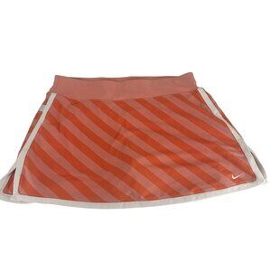 Nike Fit Dry L Coral & White Striped Tennis Skirt With Built-In Shorts